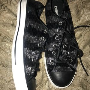Converse black sequined with silver metallic